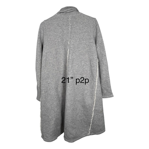 White Crow | Gray Cotton Waterfall Open Front Cardigan - Picture 2 of 7